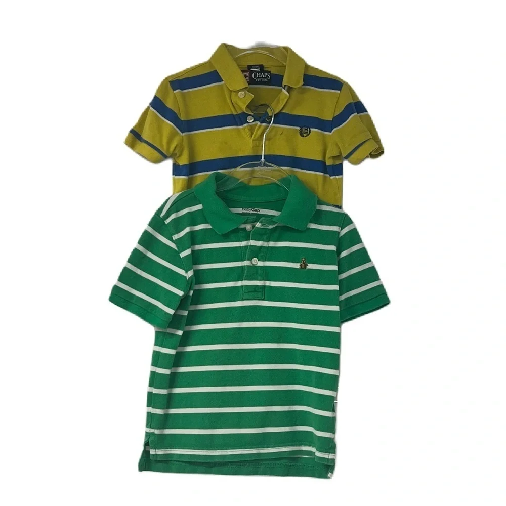 Bundle of 2 boys shortsleeve Gap Champs Polo green yellow blue tops size 4